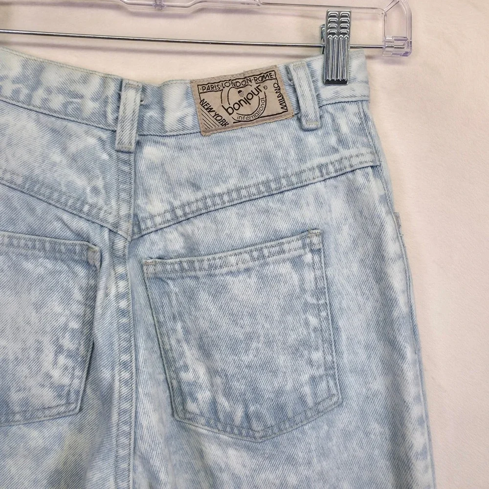 Vintage Bonjour Jeans Womens 2 Light Wash Y2K Acid Wash Mom‎ Grunge Streetwear